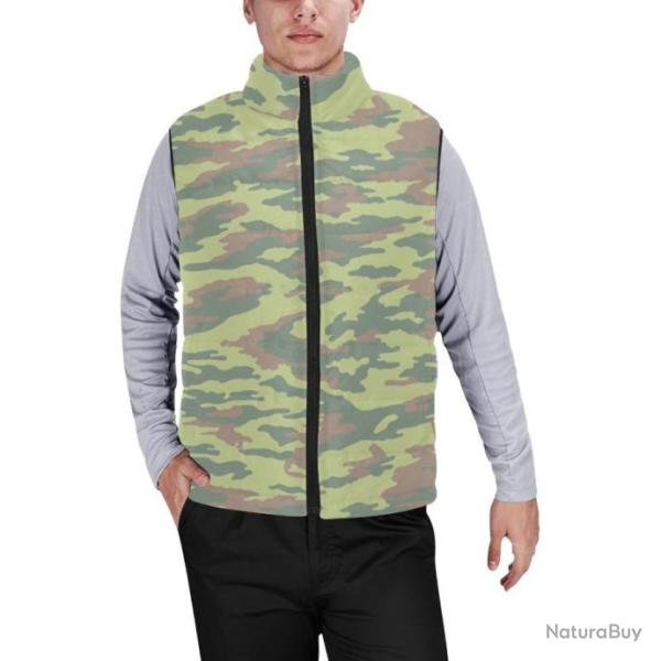 Gilet matelass� doudoune sans manches avec col montant camouflage russe arbuz flora bright lowland