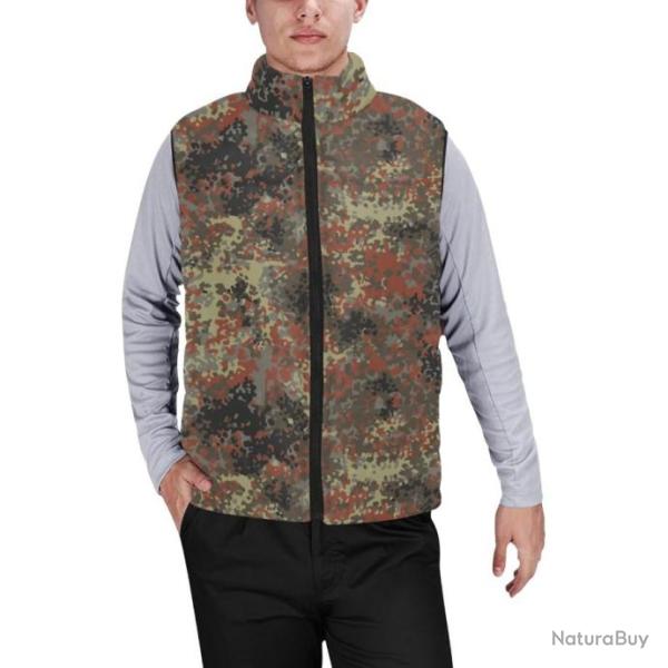 Gilet matelass� doudoune sans manches avec col montant camouflage allemand flecktarn type-1