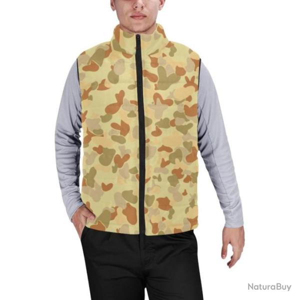 Gilet matelass� doudoune sans manches avec col montant camouflage Australien AUSCAM desert Mid-point