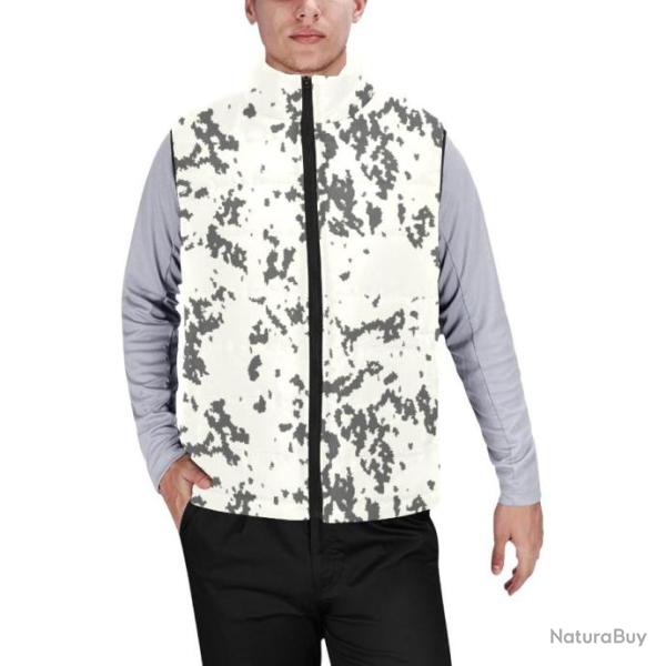 Gilet matelass� doudoune sans manches avec col montant camouflage finlandais arctique neige