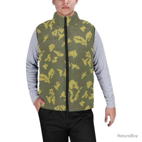 Gilet matelass� doudoune sans manches avec col montant camouflage russe KLMK Berehzka Jaune-vert