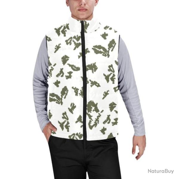 Gilet matelass� doudoune sans manches avec col montant camouflage russe KLMK Berehzka neige