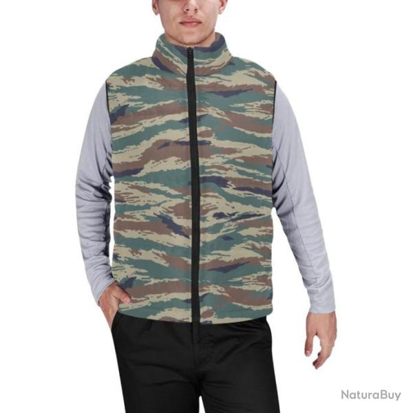 Gilet matelass� doudoune sans manches avec col montant camouflage russe kamysh woodland