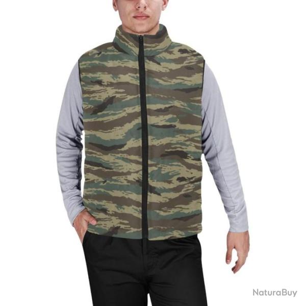 Gilet matelass� doudoune sans manches avec col montant camouflage russe kamysh tigr