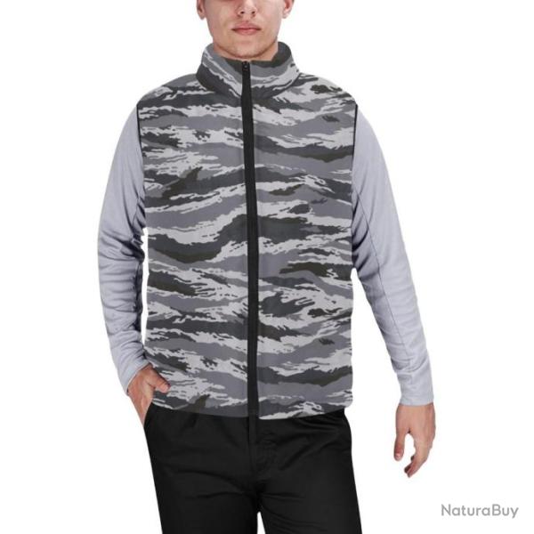 Gilet matelass� doudoune sans manches avec col montant camouflage russe kamysh ten shadow urban