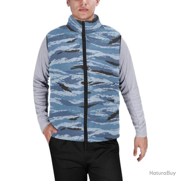 Gilet matelass� doudoune sans manches avec col montant camouflage russe kamysh police