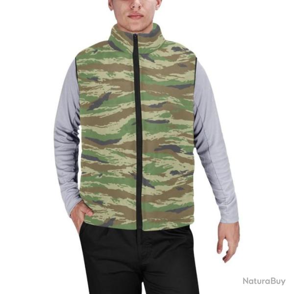 Gilet matelass� doudoune sans manches avec col montant camouflage russe kamysh lowland