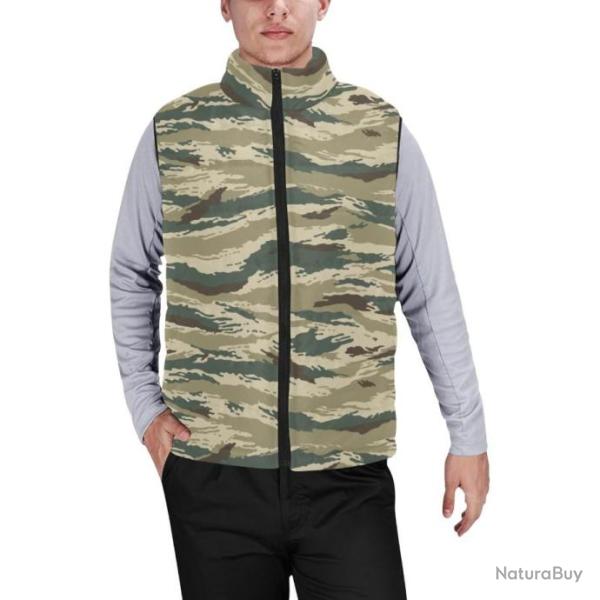 Gilet matelass� doudoune sans manches avec col montant camouflage russe kamysh arid