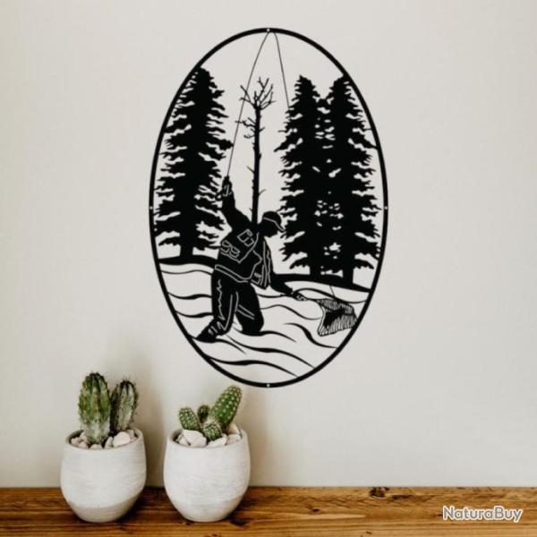 DECORATION MURALE (60cm) en FER. Motif: P�CHEUR  � L'�PUISETTE
