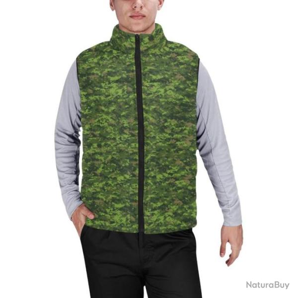 Gilet matelass� doudoune sans manches avec col montant camouflage canadien CADPAT digital woodland