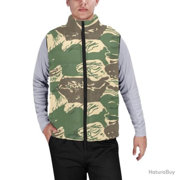 Gilet matelass� doudoune sans manches avec col montant camouflage rhodesian brushstroke v4
