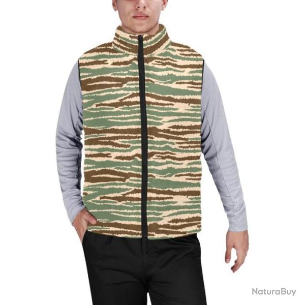 Gilet matelass� doudoune sans manches avec col montant camouflage cactus tigres tamouls