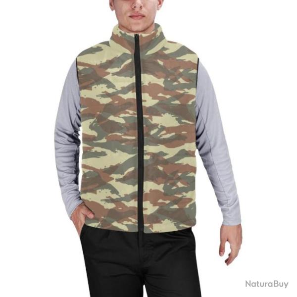 Gilet matelass� doudoune sans manches avec col montant camouflage fran�ais l�zard A1