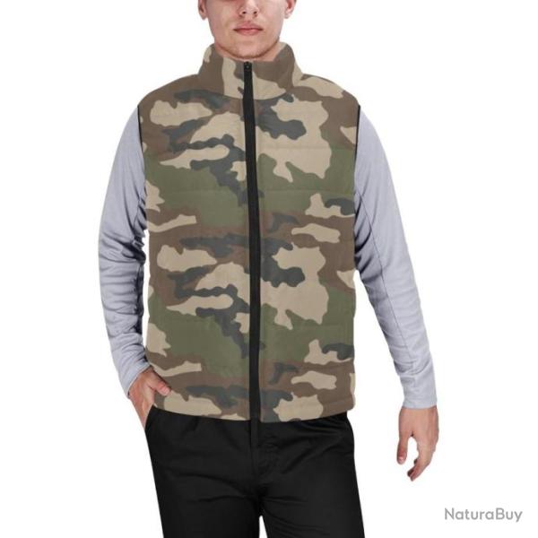 Gilet matelass� doudoune sans manches avec col montant camouflage fran�ais centre europe CCE