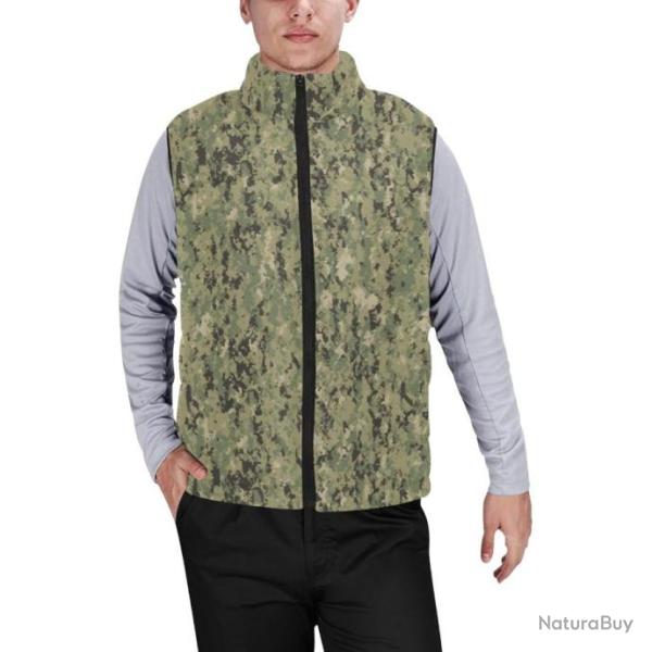 Gilet matelass� doudoune sans manches avec col montant camouflage US navy AOR 2