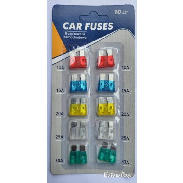 Paquet de 10 fusibles pour voiture taille standard dpannage