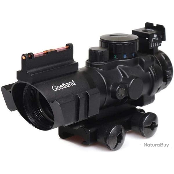 Lunette de Vis�e 4x32 PRISME Fusil R�ticule en Verre Prismatique Tactique avec Viseur Fibre Optique