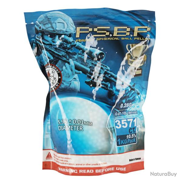 Sac 1 Kg Billes PSBP Perfect 0.28 g Blanches G&G ARMAMENT