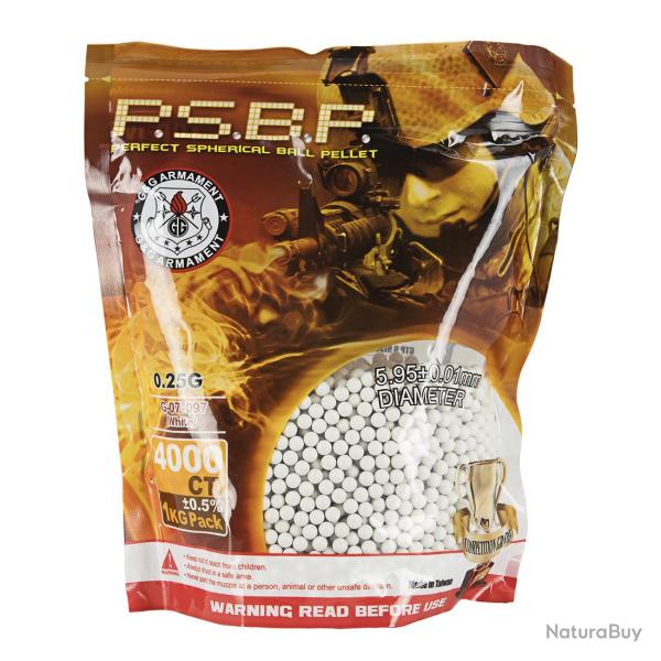Sac 1 Kg Billes PSBP Perfect 0.25 g Blanches G&G ARMAMENT