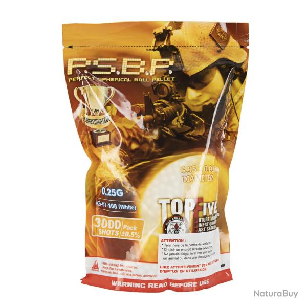 Sac 3000 Billes PSBP 0.25 g Blanches G&G ARMAMENT