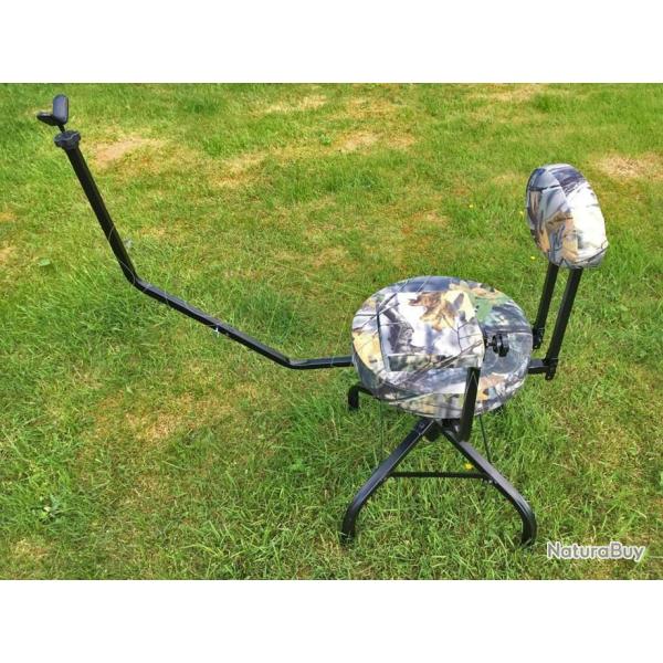 Chaise D'aff�t Pivotante � 360� avec un Support D'arme et de Bras R�glable Pliante Matelass�