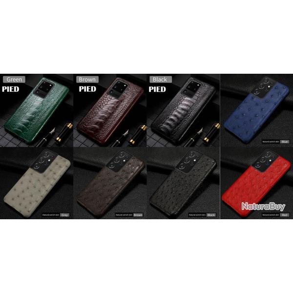 Coque Autruche Veritable pour Samsung Galaxy, Smartphone: Galaxy S23 Plus +