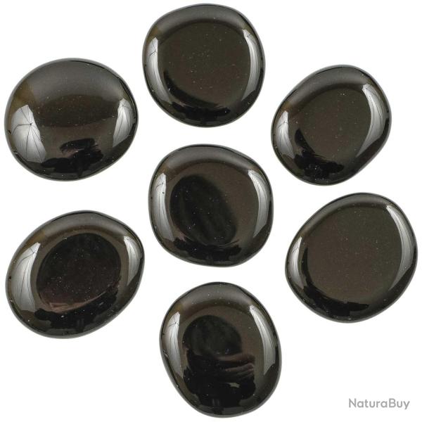 Galet plat obsidienne noire - A l'unit�