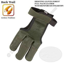 BUCK TRAIL Gant de tir traditionnel FOREST en cuir pleine fleur avec bouts des doigts renforc&eacute;s XL