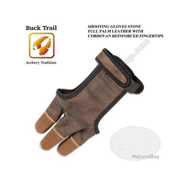 BUCK TRAIL Gant de tir traditionnel STONE en cuir avec bouts des doigts renforc�s en cordovan S