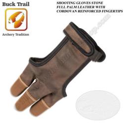 BUCK TRAIL Gant de tir traditionnel STONE en cuir avec bouts des doigts renforc&eacute;s en cordovan M