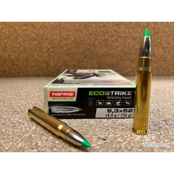 1 boite de munitions Norma Ecostrike 9.3x62 16.2g