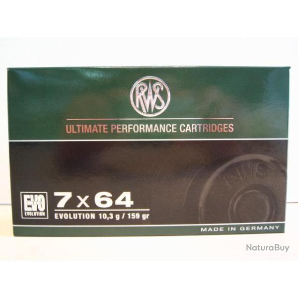 BALLE RWS EVO , Calibre: 7*64. Lot de 40 Cartouches.
