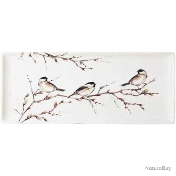 PLAT � CAKE FA�ENCERIE DE GIEN "OISEAUX DE LA FOR�T"