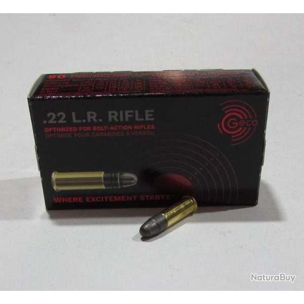 lot 1000 cartouches 22lr, Geco Rifle , plombs, 40 grains