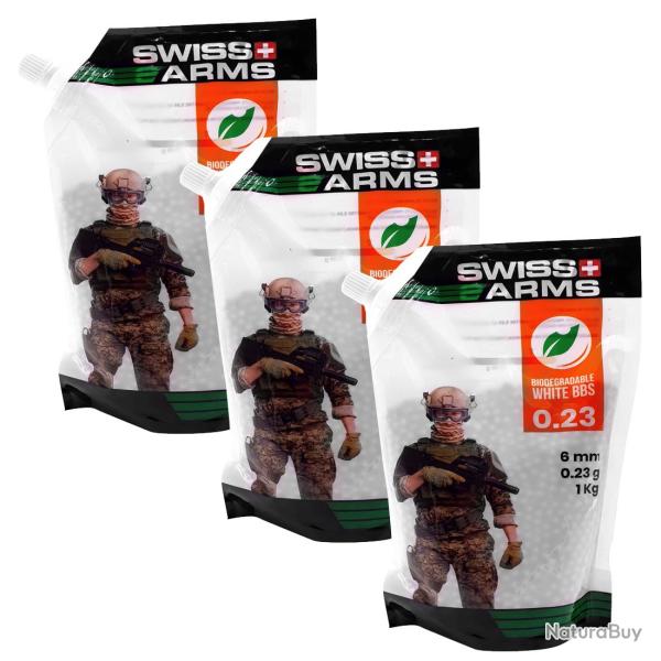 Lot de 3 Sacs de 1 Kg Billes Bio Swiss Arms 0.23 g 6 mm Blanches