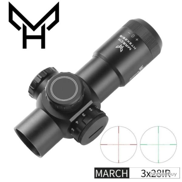 DESTOCKAGE Lunette Viseur MARCH 3x28 Amg HD Gen Lumineuse + Colliers Fixations OFFERTS