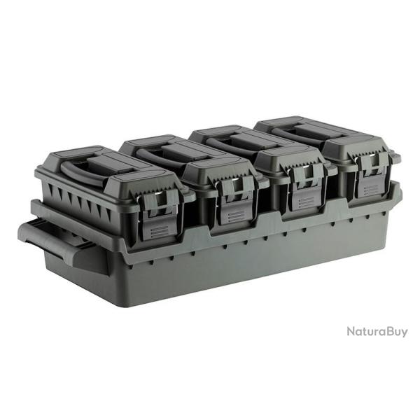 Set de 4 caisses � munitions avec bac de transport ABS