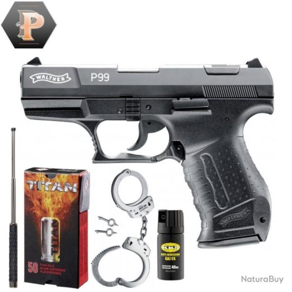 Pistolet Walther P99 cal.9 mm PAK - noir + mun + a�rosol + matraque + menotte