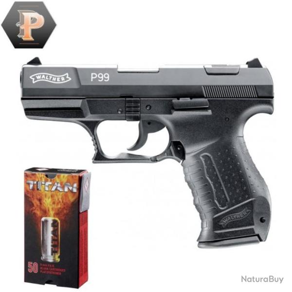 Pistolet Walther P99 cal.9 mm PAK - noir + mun