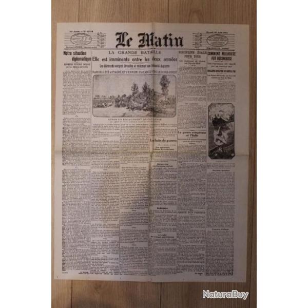 Le Matin - 22 aout 1914 - Guerre 1914/1918 - Premi�re guerre mondiale