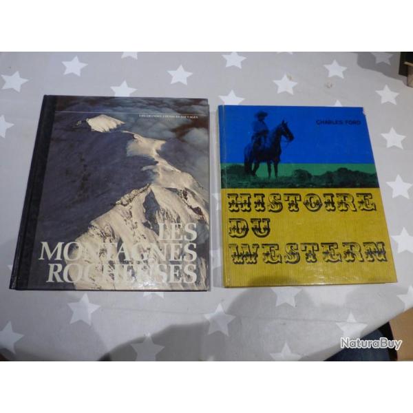 lot de 2 livres histoire du far west et les montagnes rocheuses