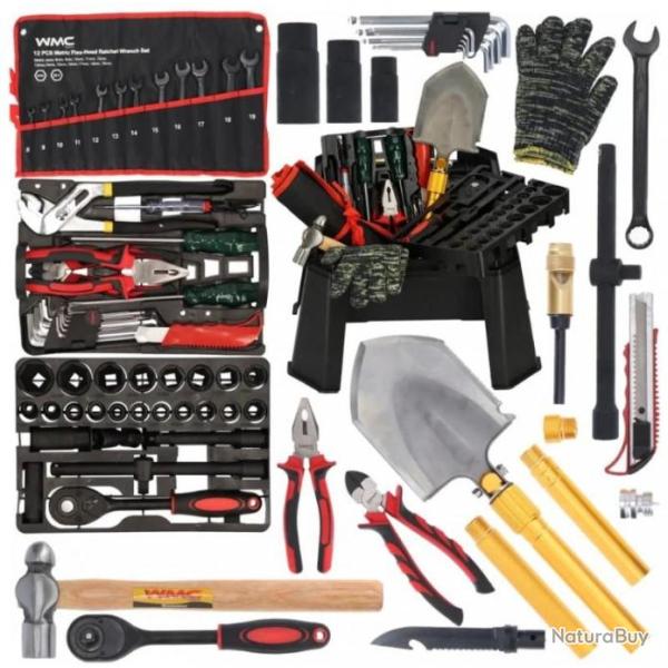 Tabouret/marchepied avec bo�te � outils int�gr� 65 pces WMC-4065C