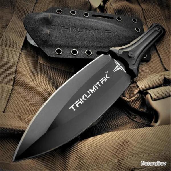Couteau Takumitak SENTINEL Dagger Black Military Lame Acier D2 Manche G10 Etui Kydex TKF203BK