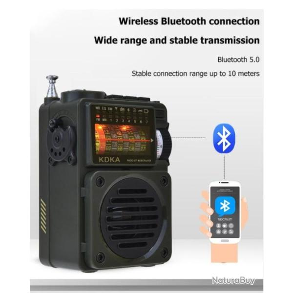 Radio Portable Bluetooth 5.0 Bande Compl�te R�cepteur Caisson Basses  Lecteur Carte TF Num�rique