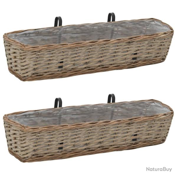 Lot de 2 jardini�res de balcon osier avec doublure de PE 80 cm marron 02_0000886