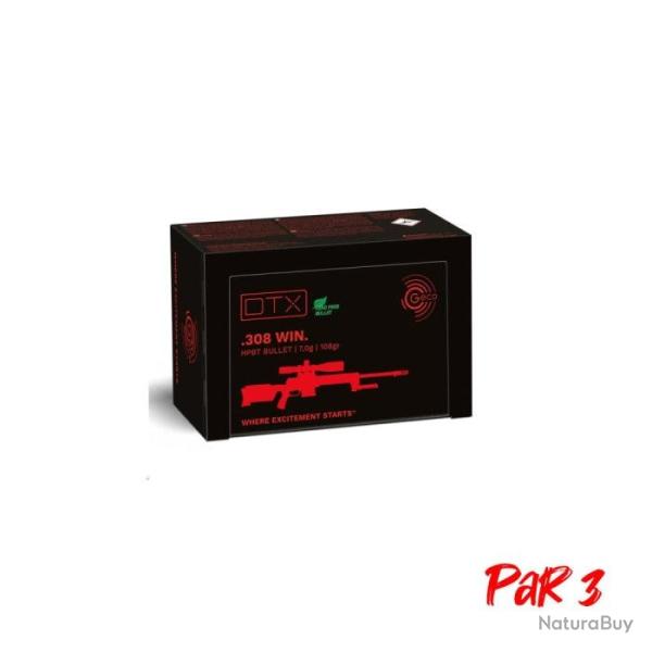 Balles Geco DTX sans plombs - Cal. 308 Win - 108 gr / 7 g / Par 3