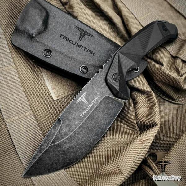 Couteau Takumitak COMPANION Lame Acier D2 Stonewash Manche G10 Etui Kydex TKF212SW