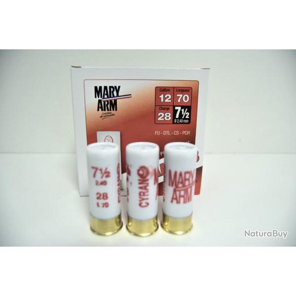 Cartouches Mary Arm Cyrano 28 plomb n�7.5 - Cal. 12/70 x 10 boites