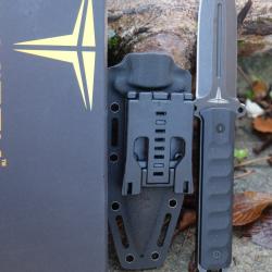 Couteau Takumitak HITTER Lame Dague Acier D2 Stonewash Manche G10 Etui Kydex TKF214SW