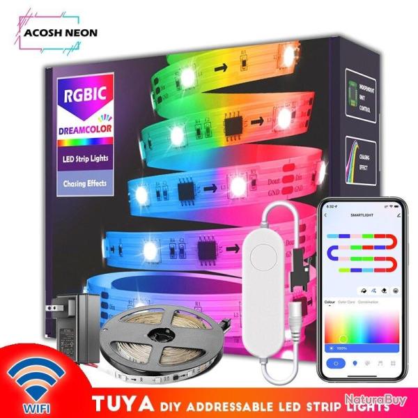 Ruban LED RGBIC WS2811 Waterproof Wifi Tuya Google, Longueur: 1m, Modele: 60LED/M